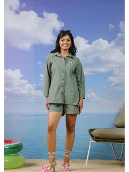 PRIAME by Scakhi - Sage Green Solid Poplin Co-Ord