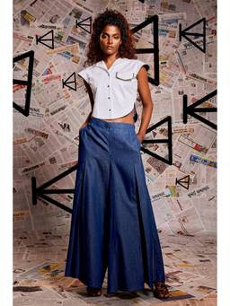 Echke - White Denim Co-Ord Set