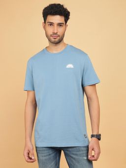 Wrangler - Men Printed Blue Crew Neck Relaxed Fit T-Shirt