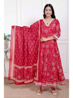 Doriyaan - Red Embroidered Anarkali Kurta and Dupatta