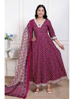 Doriyaan - Maroon Embroidered Anarkali Kurta and Dupatta