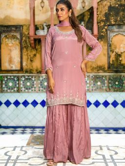 HOUSE OF JAMOTI - Jafrin Pink Kurta with Sharara and Dupatta