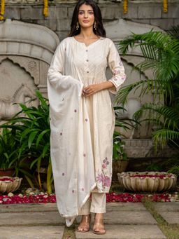 HOUSE OF JAMOTI - Rebel Off White Embroidered Straight Kurta with Pant and Dupatta