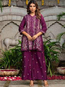 HOUSE OF JAMOTI - Avira Purple Kurta with Palazzo