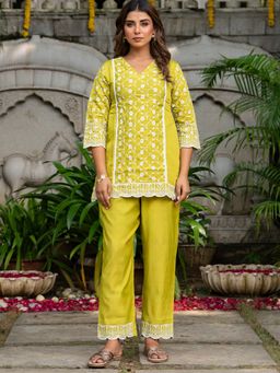 HOUSE OF JAMOTI - Saba Green Straight Kurti with Pant