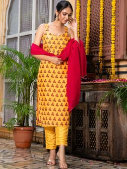 HOUSE OF JAMOTI - Varnika Yellow Kurta with Pant and Dupatta