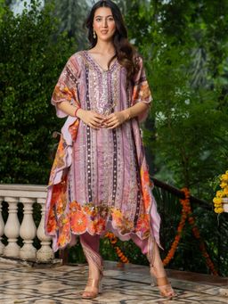 HOUSE OF JAMOTI - Pari Mahal Purple Kaftan Kurta with Dhoti