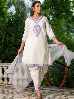 HOUSE OF JAMOTI - Chandrika Purple Kurta with Dhoti and Dupatta