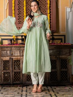 HOUSE OF JAMOTI - Hivara Green Kurta with Pant and Dupatta