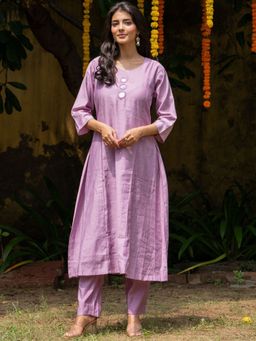 HOUSE OF JAMOTI - Iris Glow Purple Anarkali Kurta with Pant and Dupatta