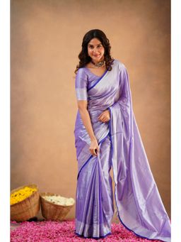 Sutisancha - Lavender Elegance Temple Tissue Saree with Unstitched Blouse