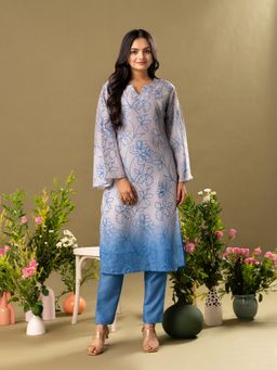 WEAVLLITE - Multi-Color Muslin Round Neck Kurta with Pant