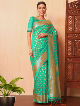Chhabra 555 - Resham & Zari Woven Traditional Silk Banarasi Saree with Unstitched Blouse
