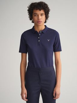 GANT - Women Solid Navy Blue Polo T-Shirt