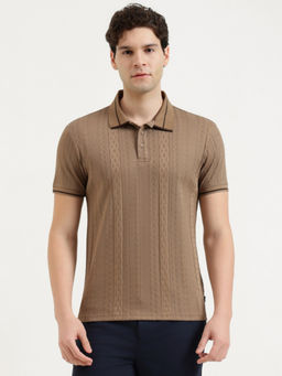 United Colors of Benetton - Brown Pure Cotton Relaxed Fit Typography Polo T-Shirt