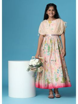 KALKI FASHION - Petal Pink Gown With Fancy Sleeves For Girls