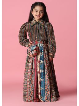 KALKI FASHION - Multicolor Embroidered Skirt And Top Set For Girls (Set of 2)