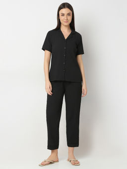 Smarty Pants - Womens Polyester Black Shirt and Pajama (Set of 2)