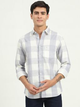 Greenfibre - Men Blue Pure Cotton Checks Slim Fit Casual Shirt