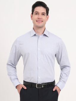 JadeBlue - Men White Pure Cotton Checks Regular Fit Formal Shirt