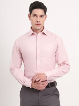 JadeBlue - Men Pink Pure Cotton Solid Regular Fit Formal Shirt