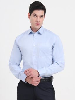 JadeBlue - Men Blue Pure Cotton Solid Regular Fit Formal Shirt