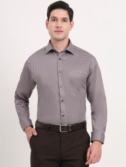 JadeBlue - Men Brown Pure Cotton Printed Regular Fit Formal Shirt