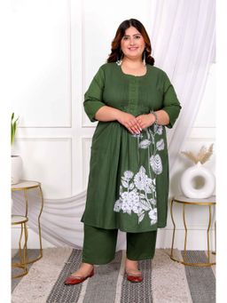 Doriyaan - Women's Green Floral Kurta with Palazzo (Set of 2)