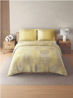 SPACES - Zera Hygro 233TC Percale Weave Geometric Bedsheet With 2 Pillow Covers Yellow King