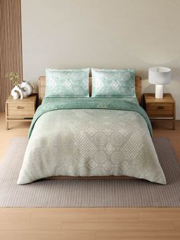 SPACES - Zera Hygro Cotton 233TC Percale Weave Ornate Print Bedsheet With 2 Pillow Covers Teal King