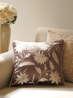 Pure Home + Living - Brown Embroidered Cushion Cover