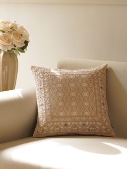Pure Home + Living - Beige Cushion Cover With Embroidery