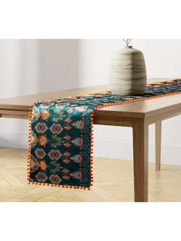India Circus by Krsnaa Mehta - Evergreen Essence Micro Velvet Bed And Table Runner