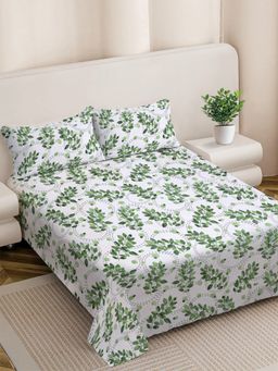 FABINALIV - Floral 300TC Cotton Blend Bedsheet With 2 Pillow Covers Multi-Color King