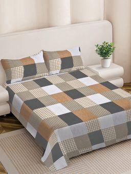 FABINALIV - Geometric 300TC Cotton Blend Bedsheet With 2 Pillow Covers Multi-Color King