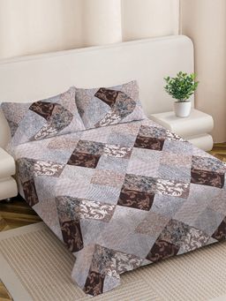 FABINALIV - Geometric 300TC Cotton Blend Bedsheet With 2 Pillow Covers Multi-Color King