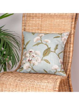 Zeba World - Green Hand Embroidered Leaf Polycotton Cushion Cover