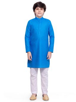 Jeetethnics - Boys Blue Striped Kurta Pyjama Set (Set of 2)