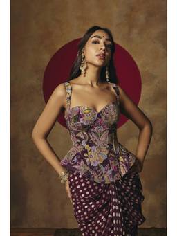 Saanjh by Lea - Poorva Purple Embroidered Corset Top