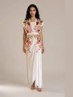 VANSHIKA AGARWAL LABEL - White Matilda Overlay with Dress