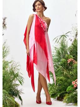 ZABELLA - Red Belle Ombre Asymmetric Dress