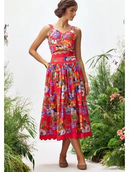 ZABELLA - Multicolour June Print Crop Top with Skirt