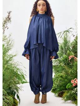 ZABELLA - Navy Blue Nessa Denim Top with Pant