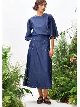 ZABELLA - Navy Blue Juliette Denim Top with Skirt