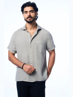 TERRA LUNA - Men Grey Flint Linen Shirt