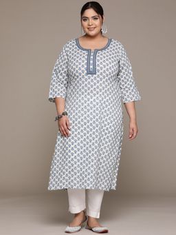 Readiprint - Straight Style Cotton Fabric Blue Kurta