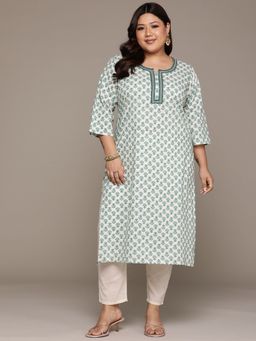 Readiprint - Straight Style Cotton Fabric Green Kurta