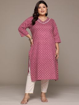 Readiprint - Straight Style Cotton Fabric Pink Kurta