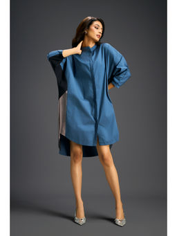 Deepika Arora - Womens Colorblock Blue Dress