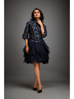 Deepika Arora - Womens Floral Navy Blue Dress
